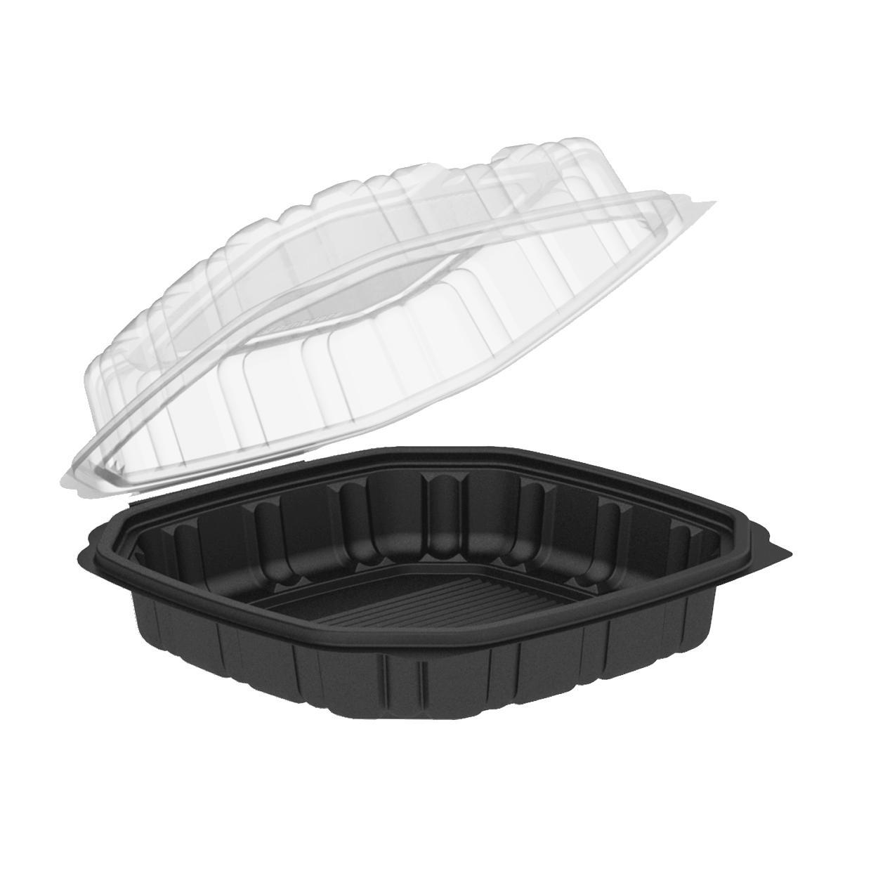 9X9 Hinged Container Black/Clear – My Resto Supply